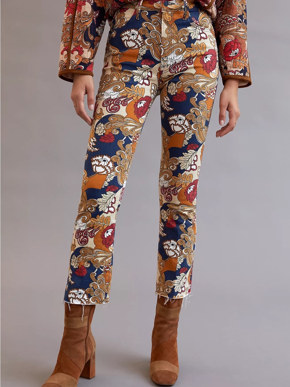 Mother Jeans The Hustler 28 High Waist Kick Flare Flowers in Her Hair print